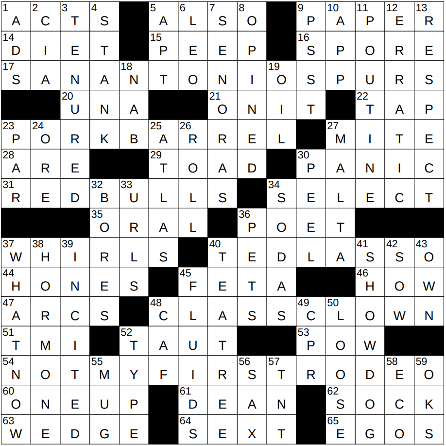 0108 24 NY Times Crossword 8 Jan 24 Monday NYXCrossword