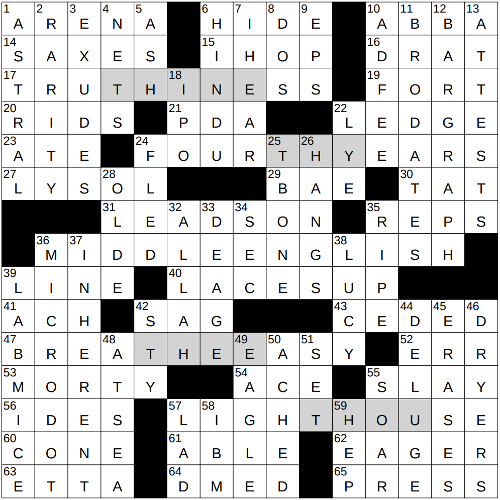 0113 25 NY Times Crossword 13 Jan 25 Monday NYXCrossword