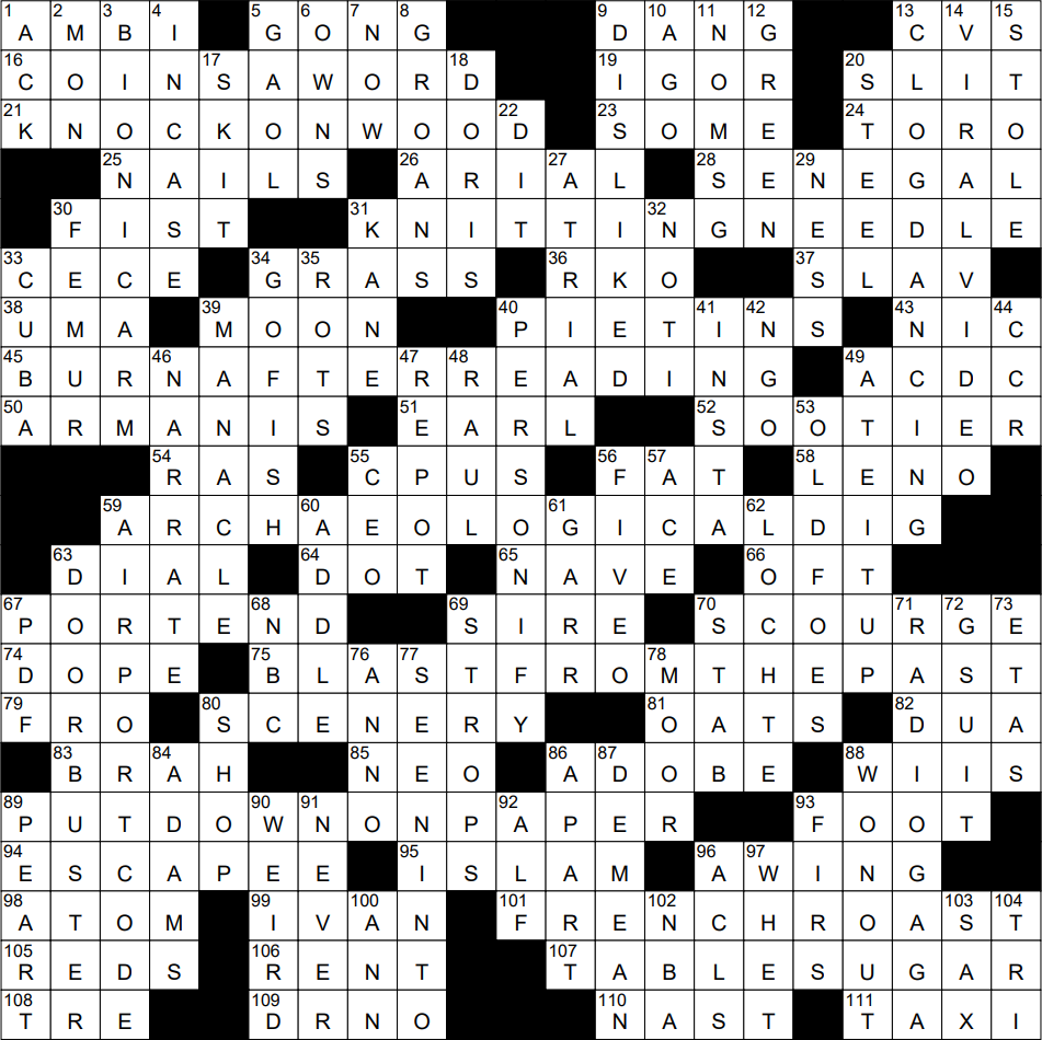 0526 24 NY Times Crossword 26 May 24 Sunday NYXCrossword