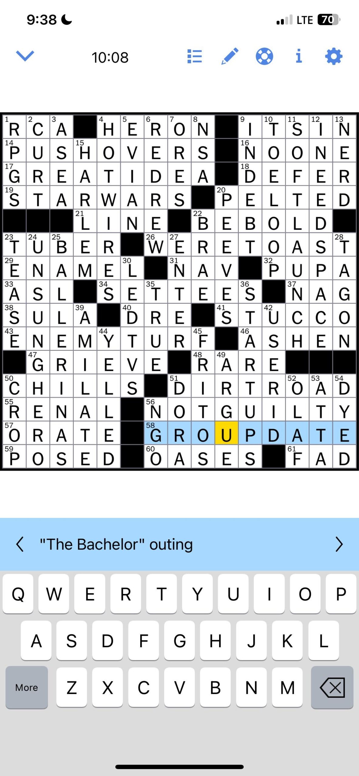 1 26 NYT Crossword Puzzle Marked As Spoiler For Those Who Haven t Done R thebachelor