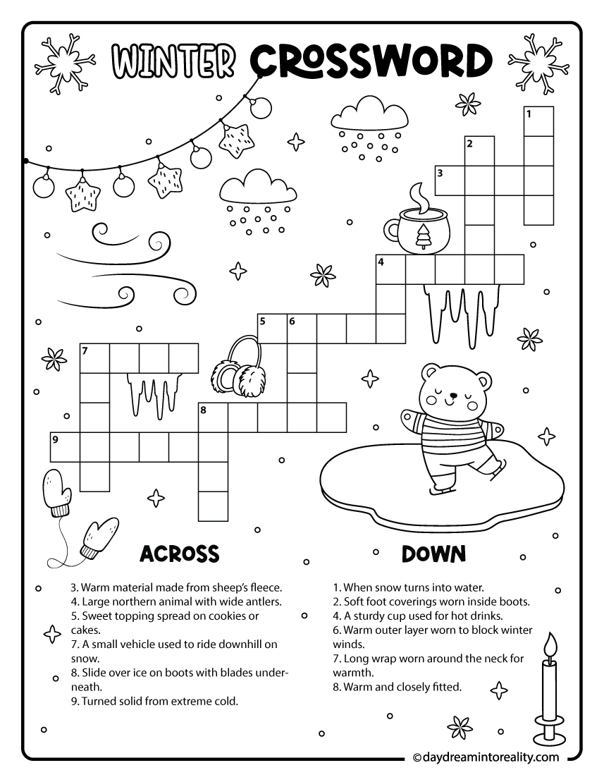 children's crossword puzzles printable