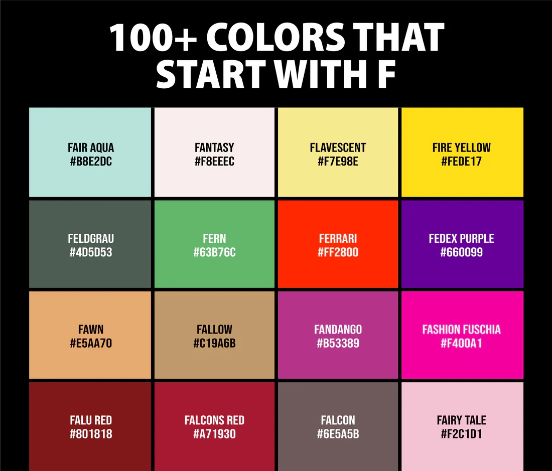 100 Colors That Start With F Names And Color Codes CreativeBooster
