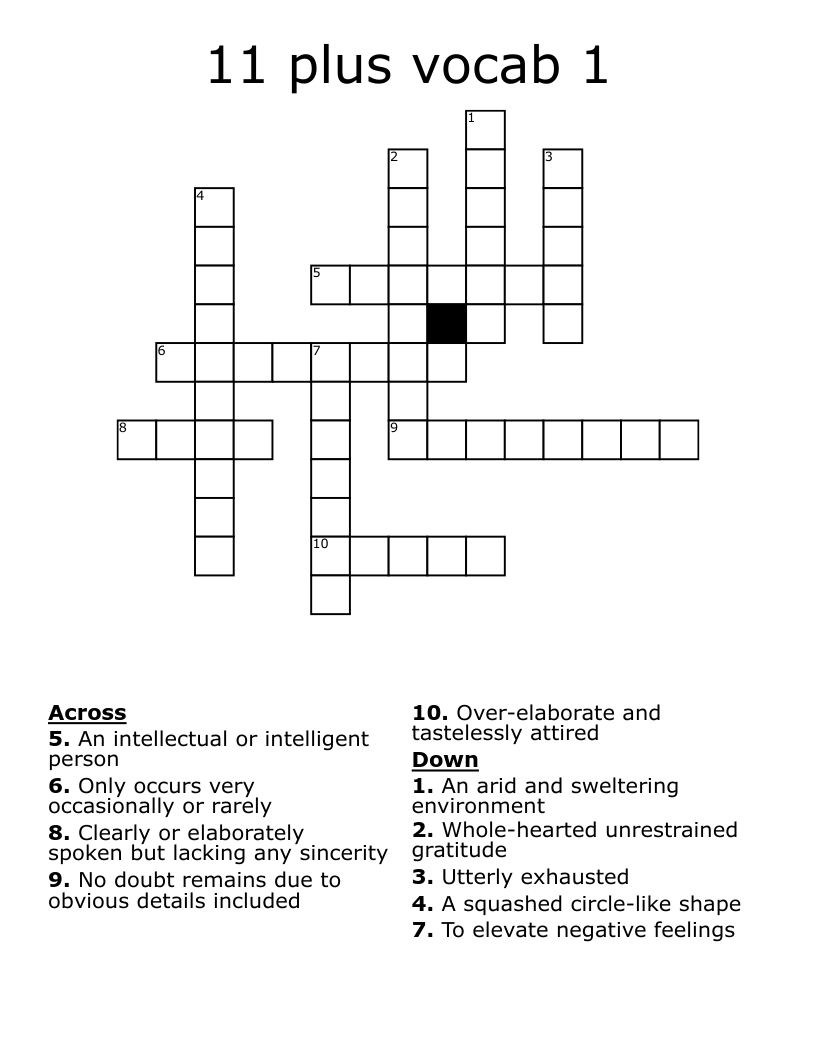11 Plus Vocab 1 Crossword WordMint