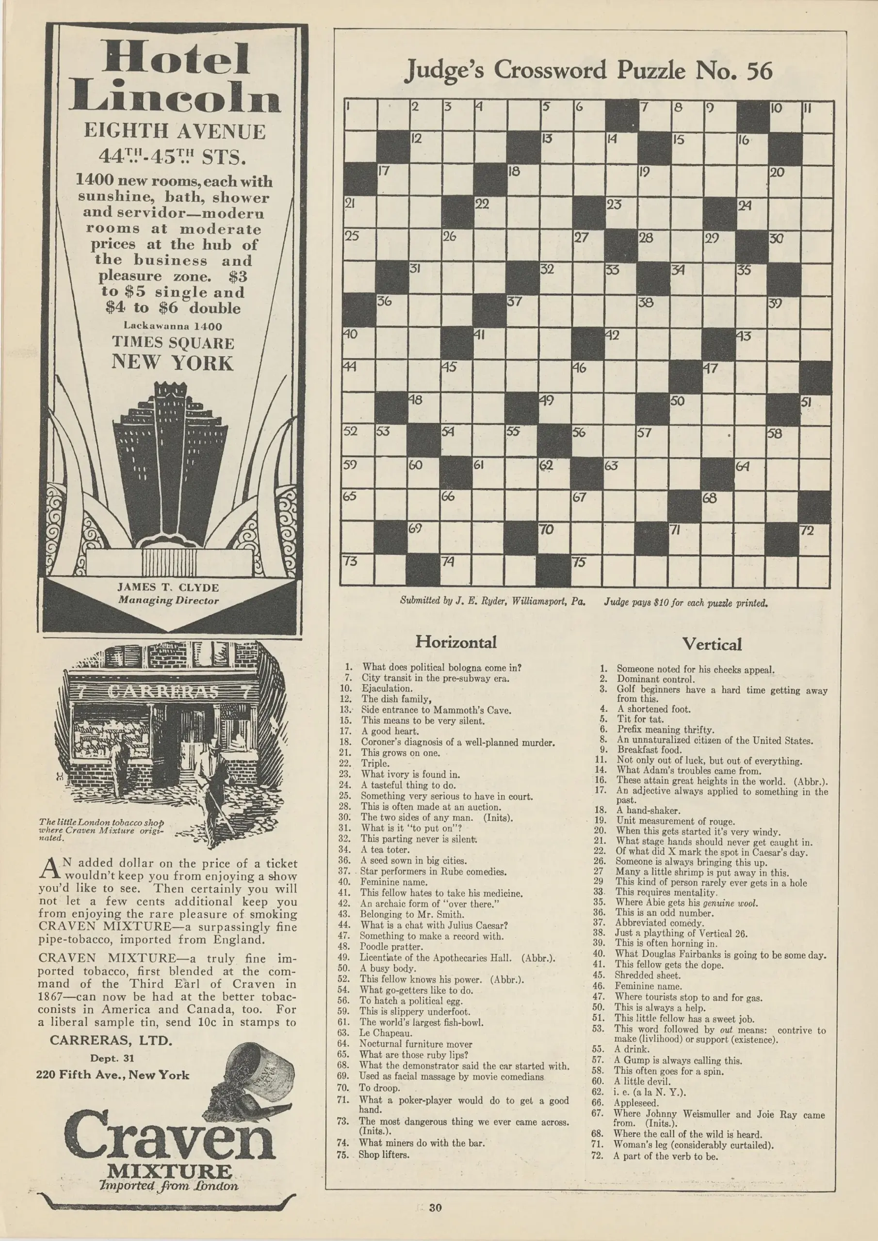 1928 Crossword From Judge Magazine R crossword