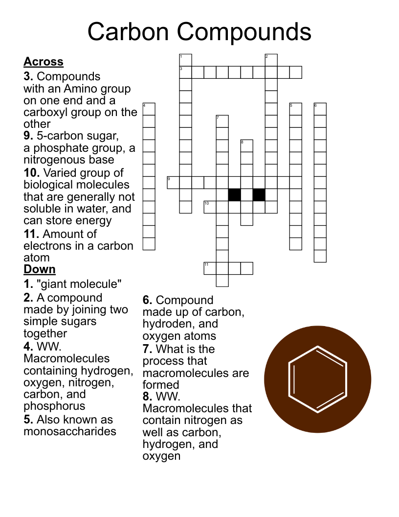 2 4 Organic Compounds Crossword WordMint