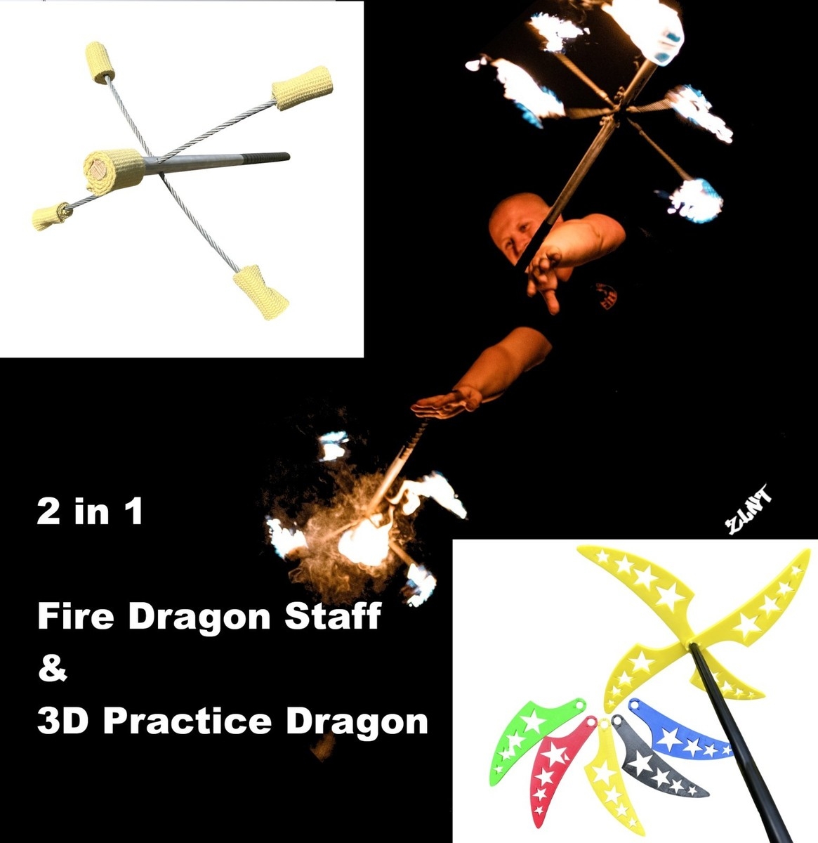 2 in 1 Fire 3D Dragon Staff Performance Flow Arts Prop For Fire Shows EBay