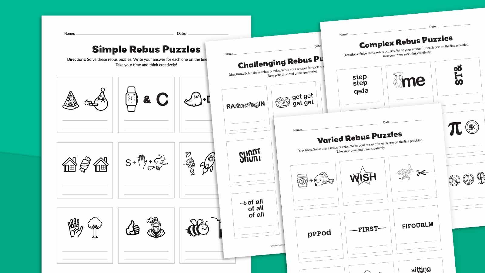 36 Rebus Puzzles With Answers Free Printable 