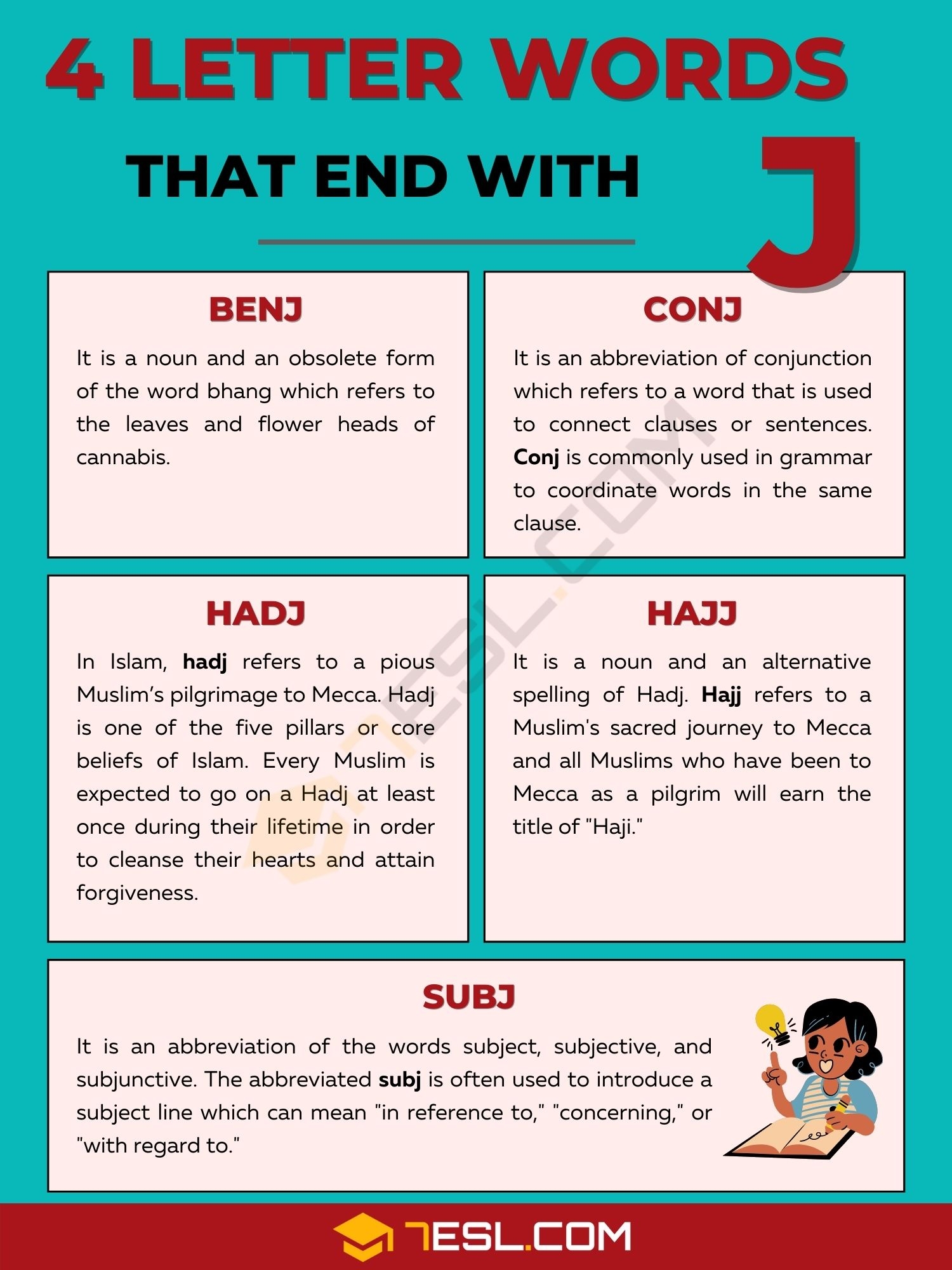 4 Letter Words Ending In J In English 7ESL