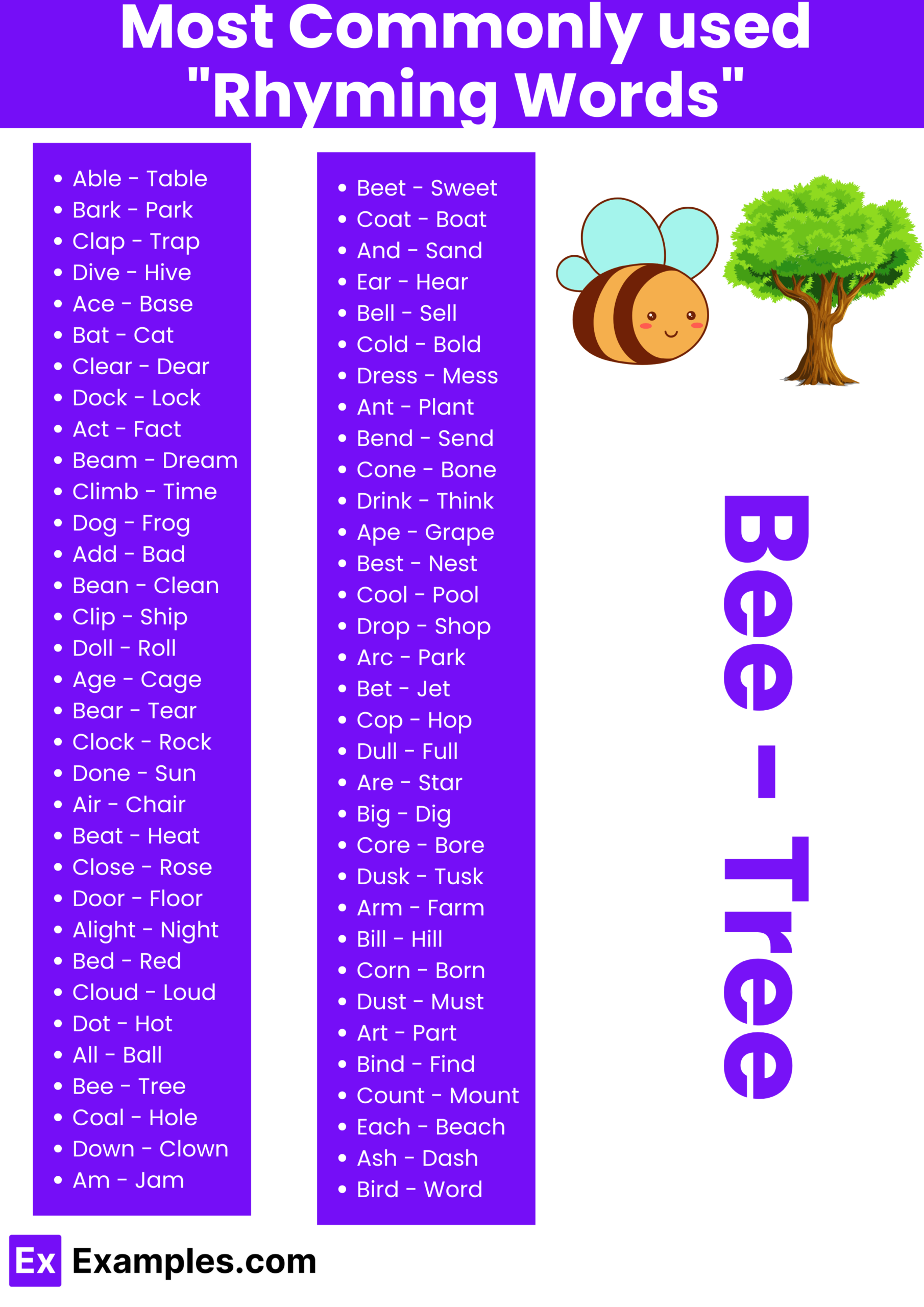 450 Rhyming Words List Meaning PDF