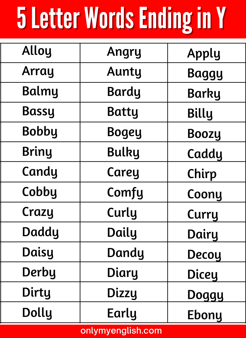 letters ending with y