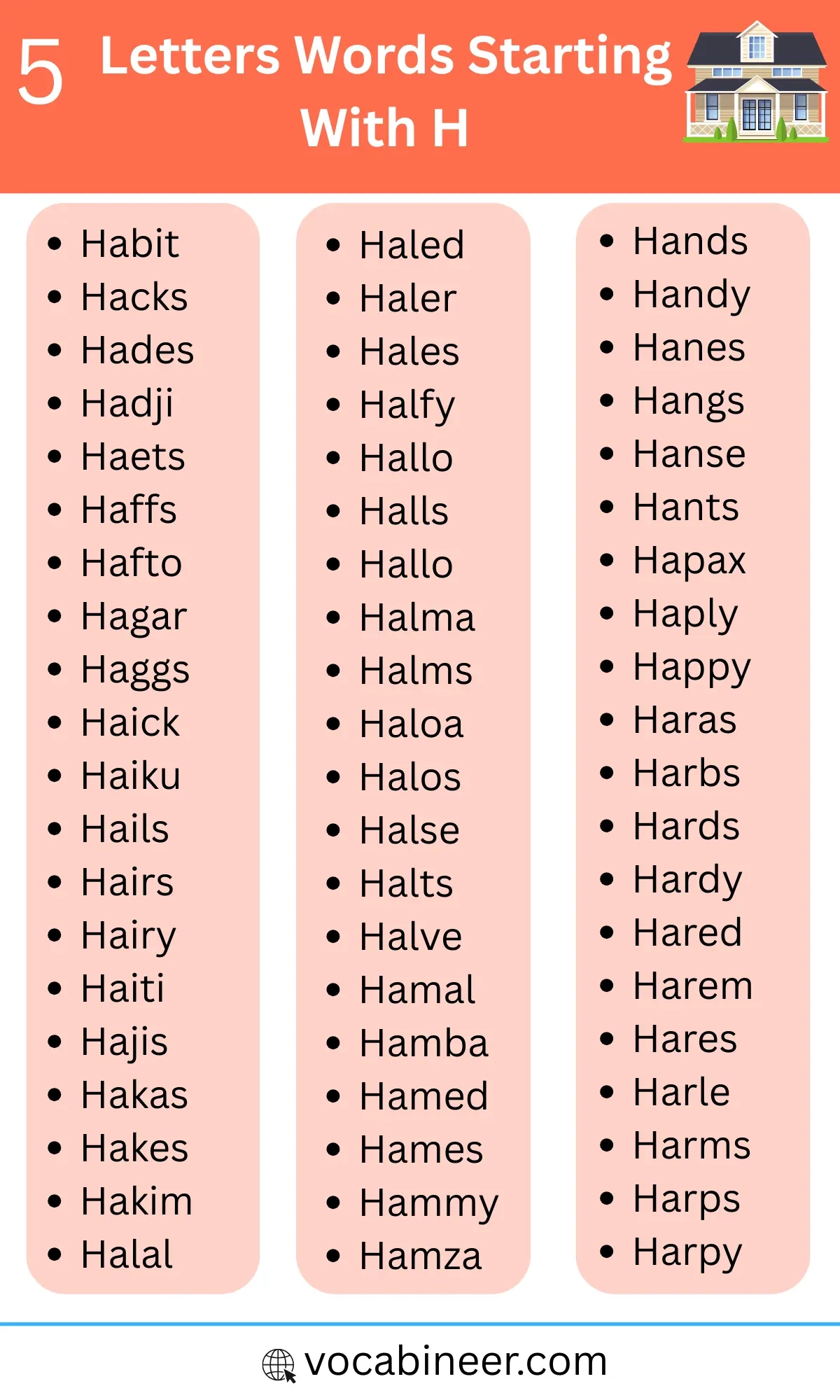 5 Letter Words That Start With H 230 Useful H Words In English