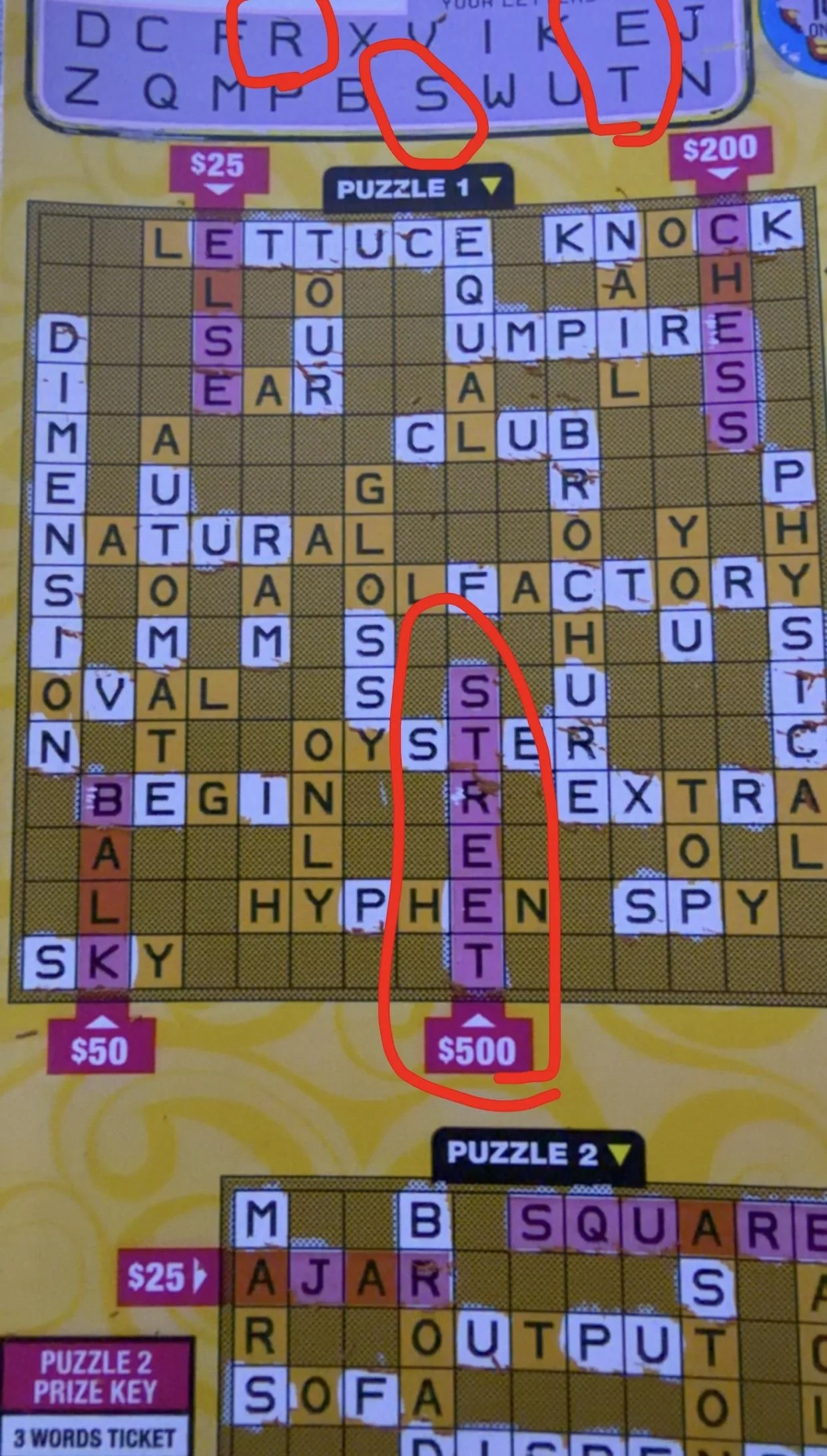  500 Winner On Instant Prize Crossword R Lottery