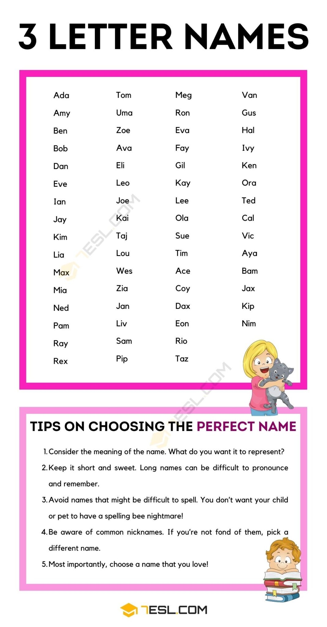 62 Cool Examples Of 3 Letter Names 7ESL