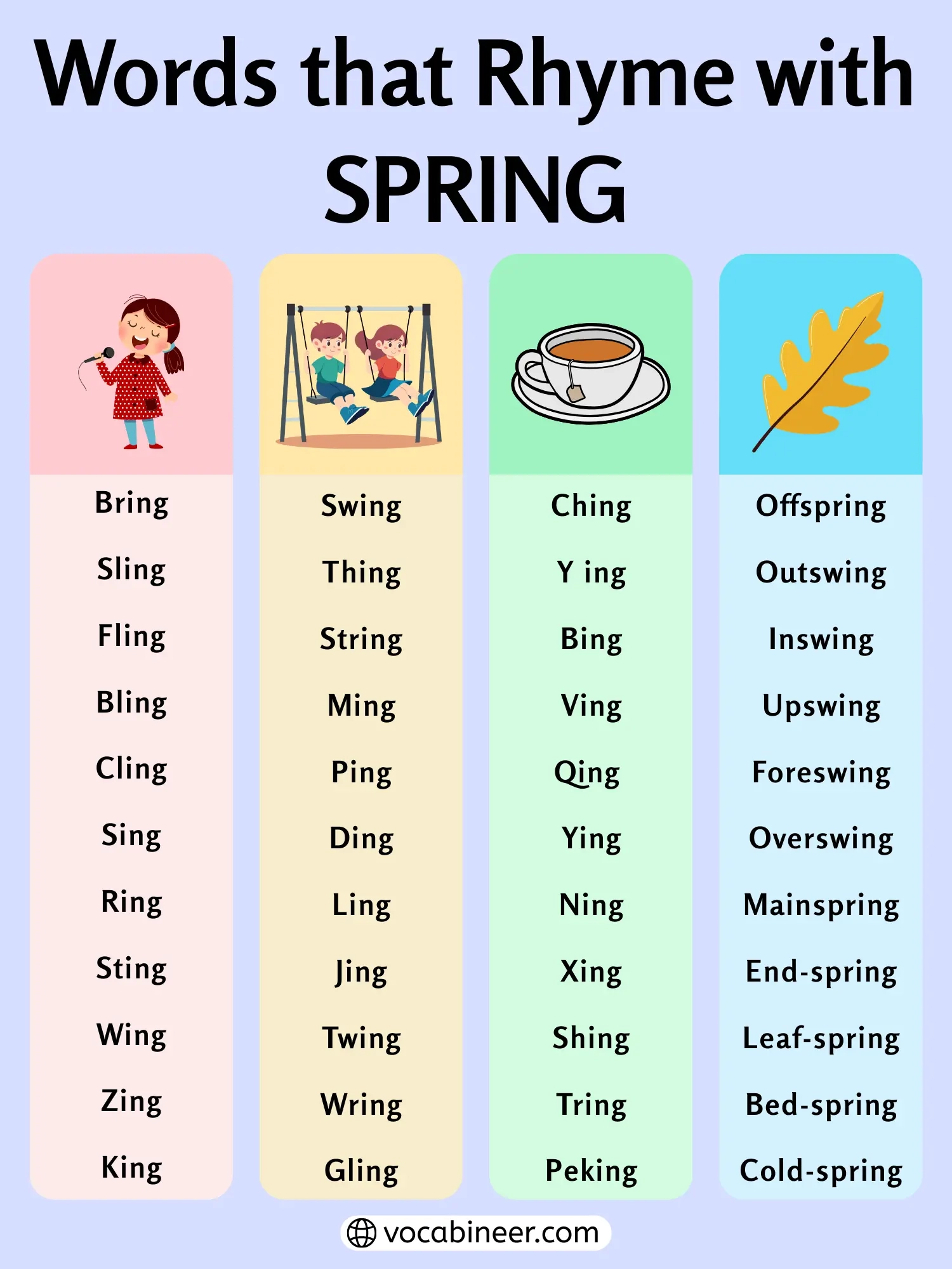 647 Joyful Words That Rhyme With Spring For Poems