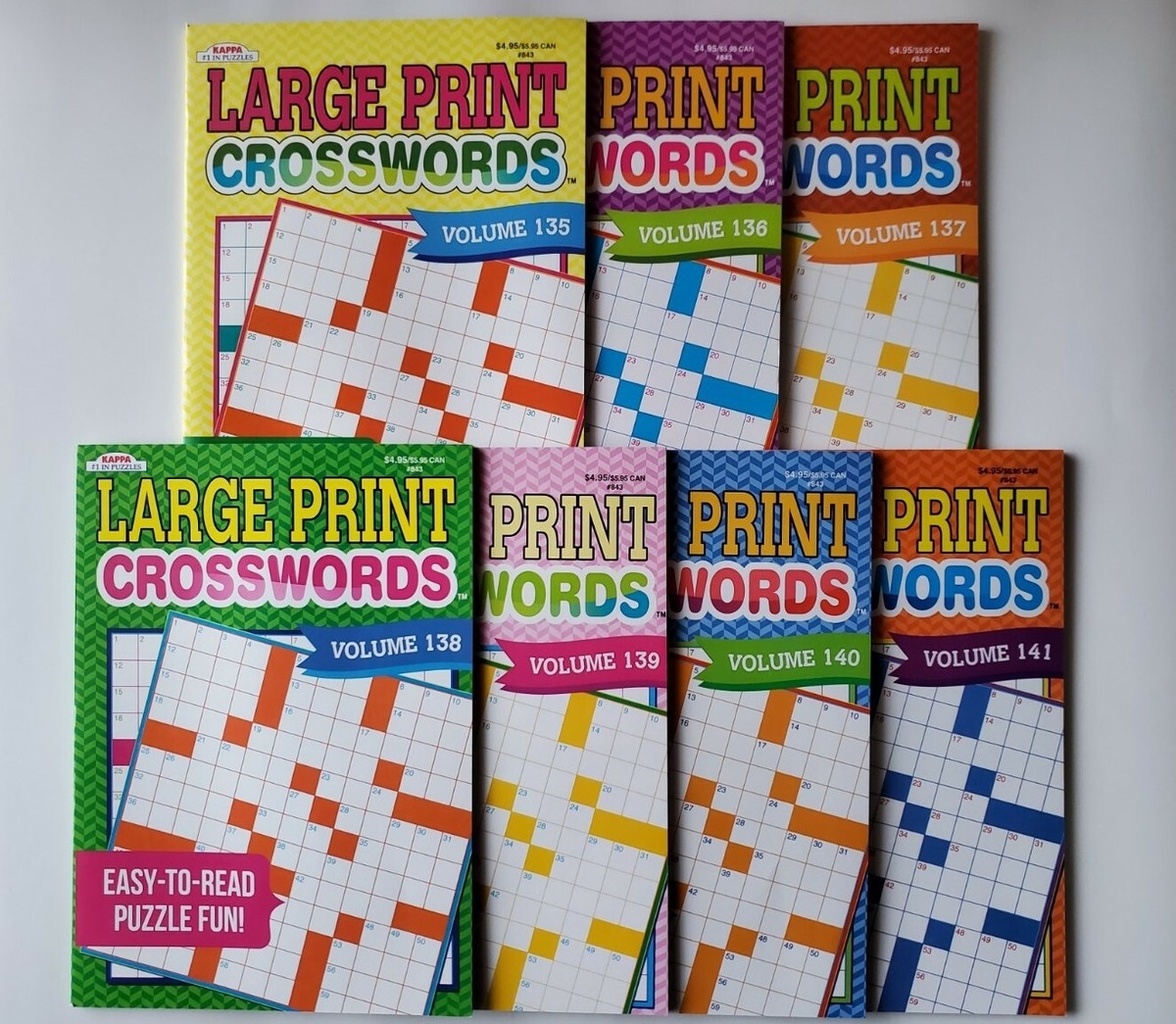 7 Kappa Puzzles Large Print Crosswords Activity Books Vol 135 141 Easy To Read EBay