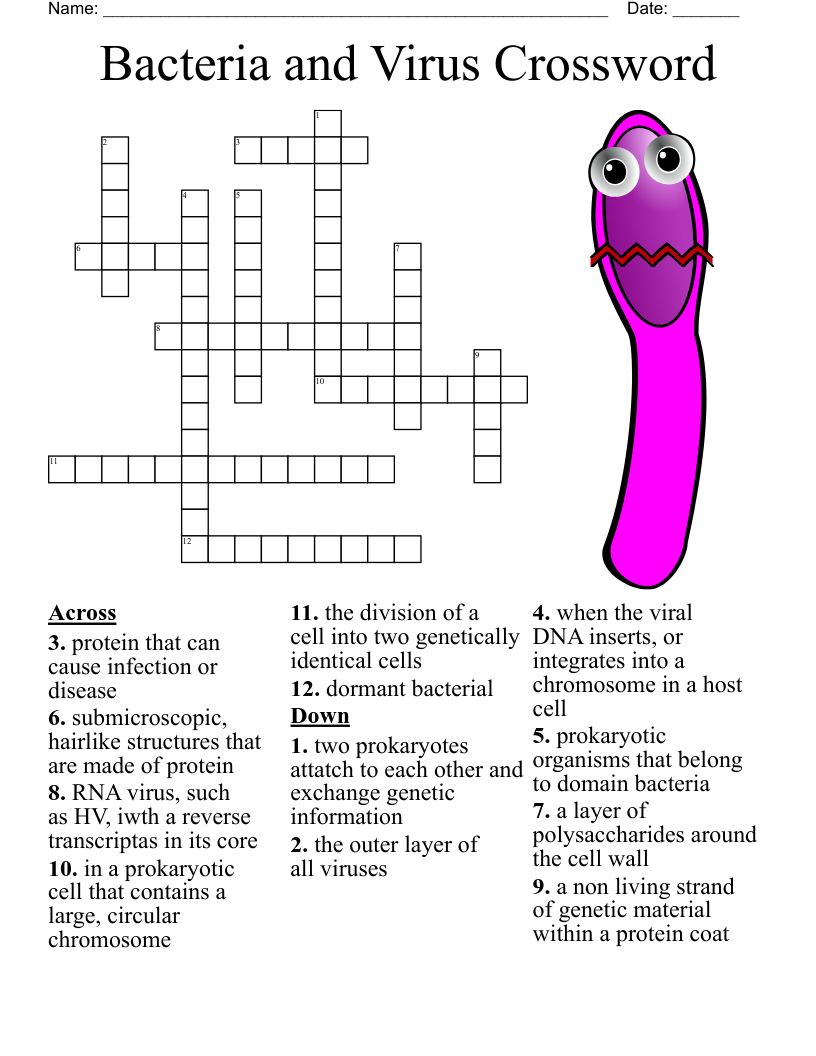 7th Grade Personal Care Disease Prevention Crossword WordMint