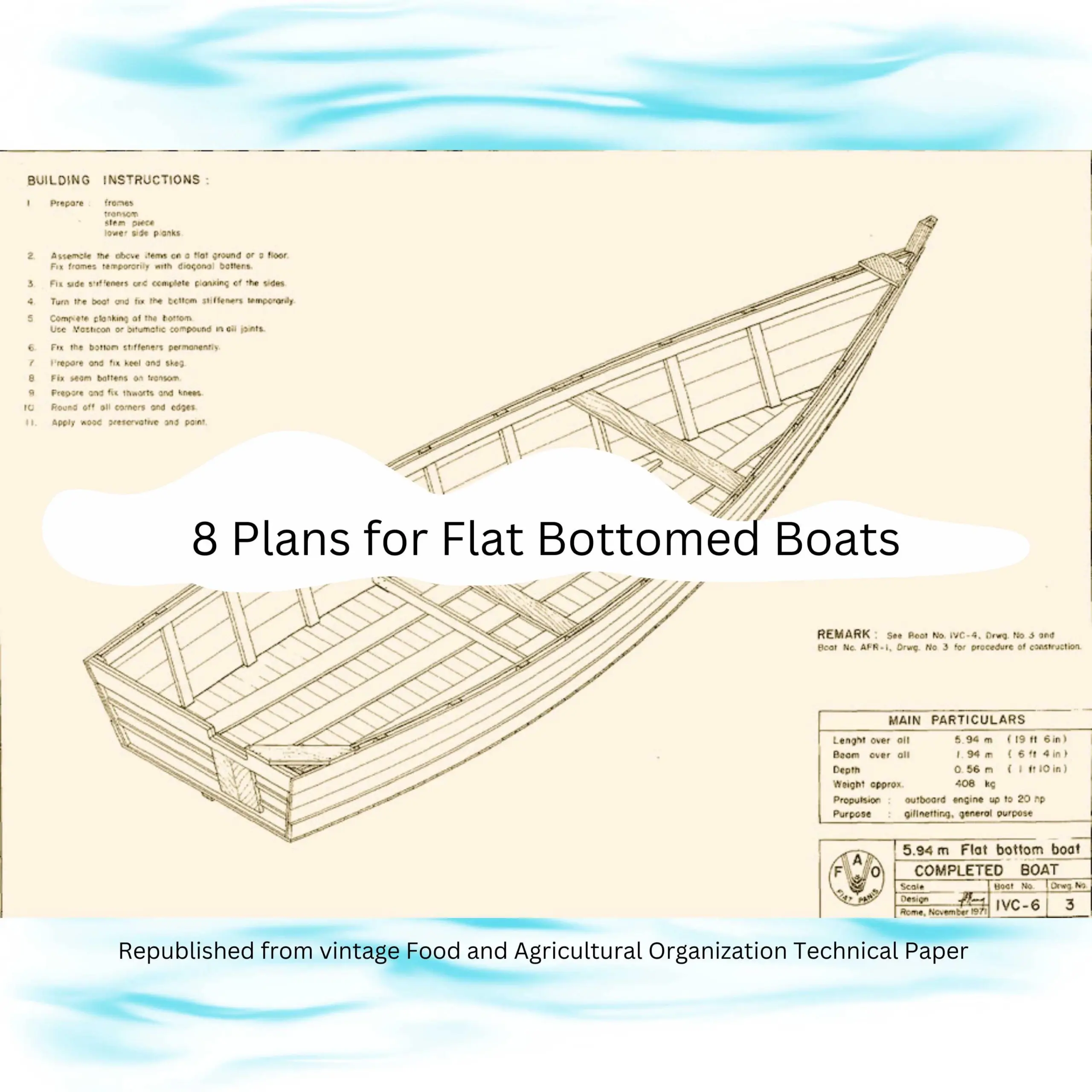 8 Flat Bottom Fishing Boat Plans PDF File 37 Pages Excerpted From Vintage Food And Agricultural Organization Technical Paper Etsy