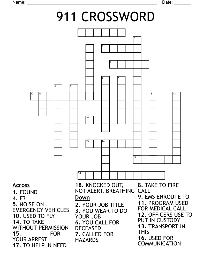 911 CROSSWORD WordMint