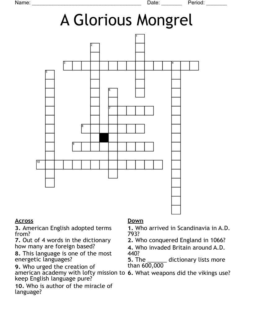 A Glorious Mongrel Crossword WordMint