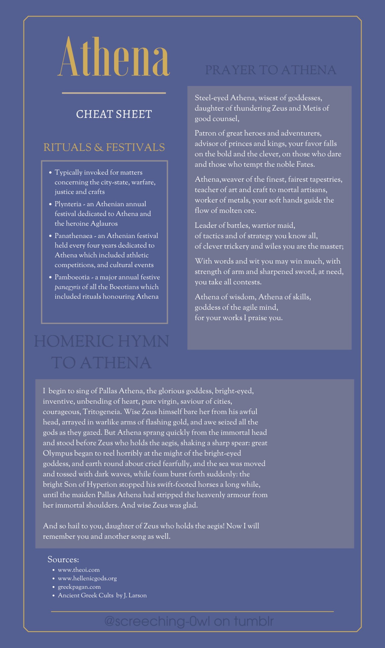 A Guide To Worship Of Athena Cheat Sheets screeching 0wl On Tumblr