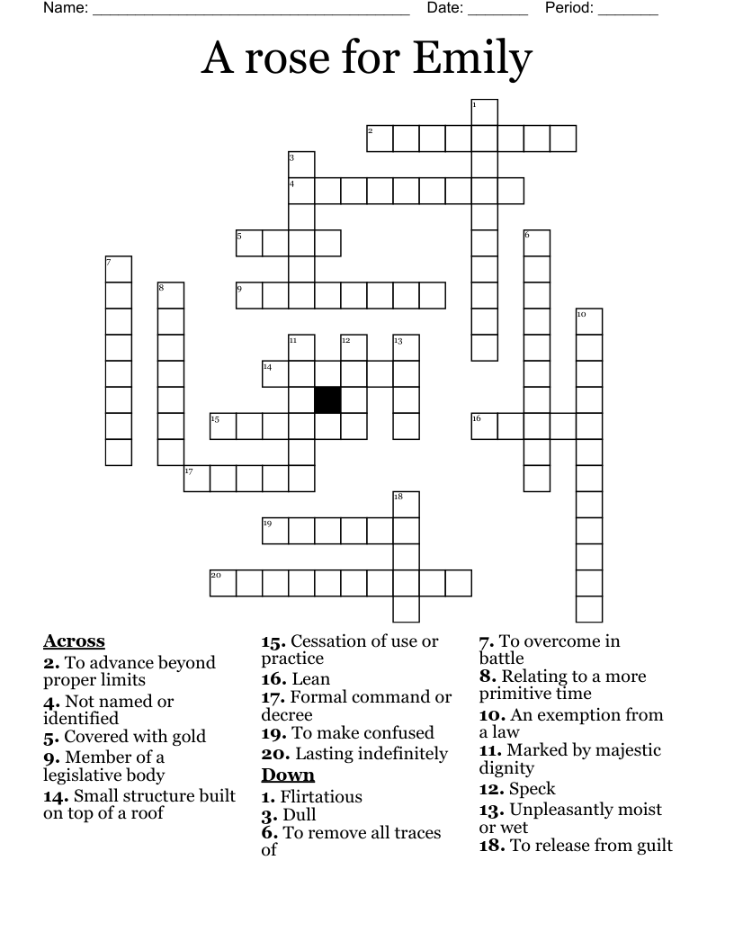 A Rose For Emily Crossword WordMint A Rose For Emily Crossword WordMint