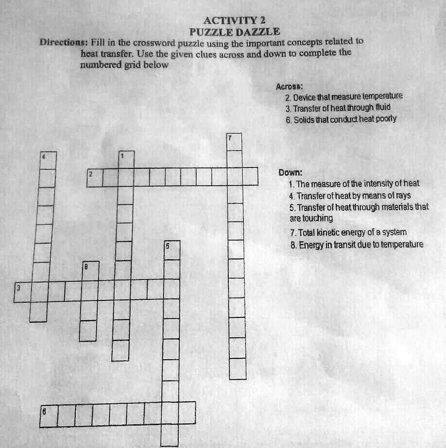 ACTIVITY 2 PUZZLE DAZZLE Directions Fill In The Crossword ACTIVITY 2 PUZZLE DAZZLE Directions Fill In The Crossword