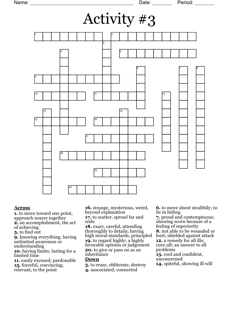 Activity 3 Crossword WordMint