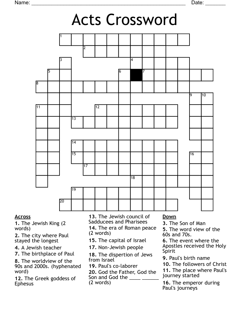Acts Crossword WordMint