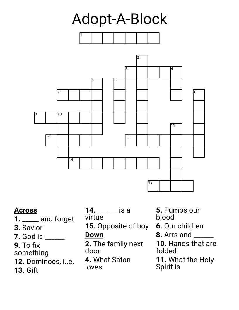 Adopt A Block Crossword WordMint