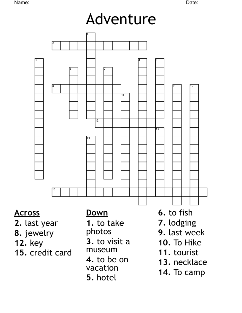 Adventure Crossword WordMint Adventure Crossword WordMint