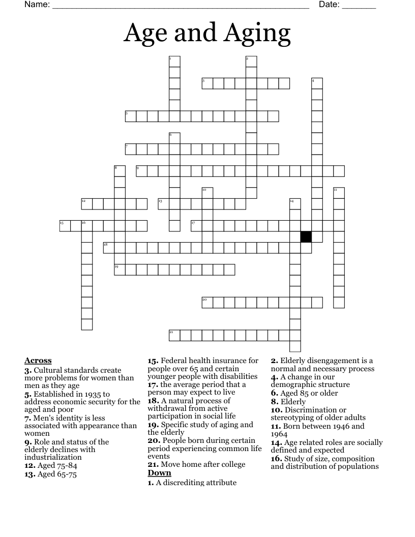 Age And Aging Crossword WordMint Age And Aging Crossword WordMint