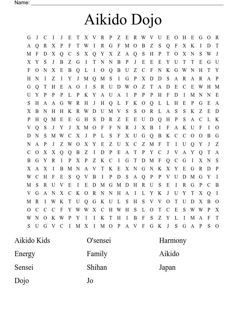 Aikido Dojo Word Search WordMint Aikido Dojo Word Search WordMint