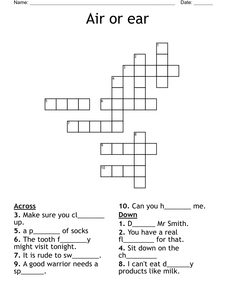Air Or Ear Crossword WordMint Air Or Ear Crossword WordMint