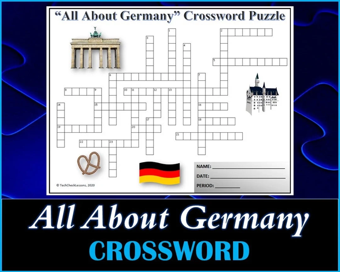 All About Germany Crossword Puzzle Worksheet DIGITAL DOWNLOAD Etsy
