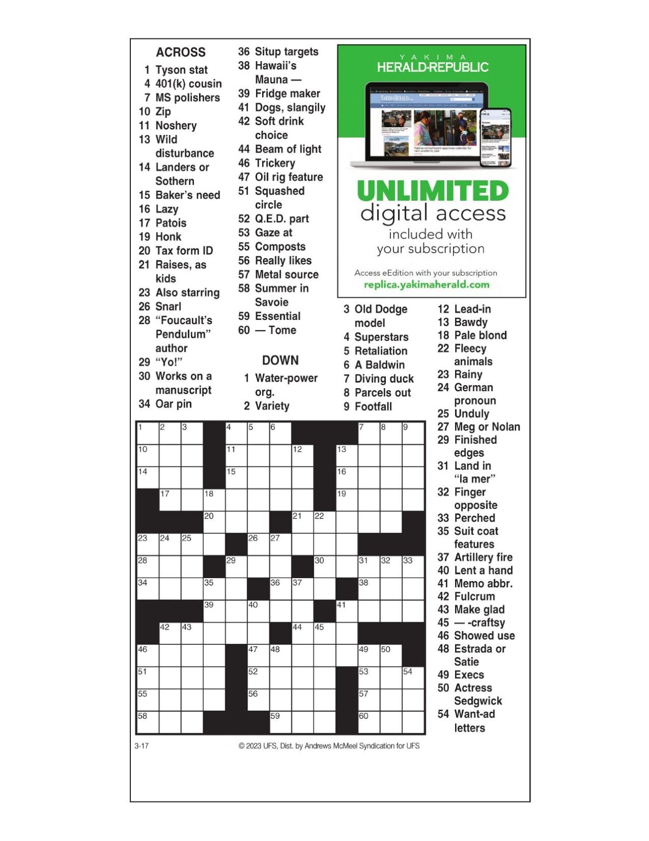 AM Crossword March 17 2023 Crosswords Yakimaherald AM Crossword March 17 2023 Crosswords Yakimaherald