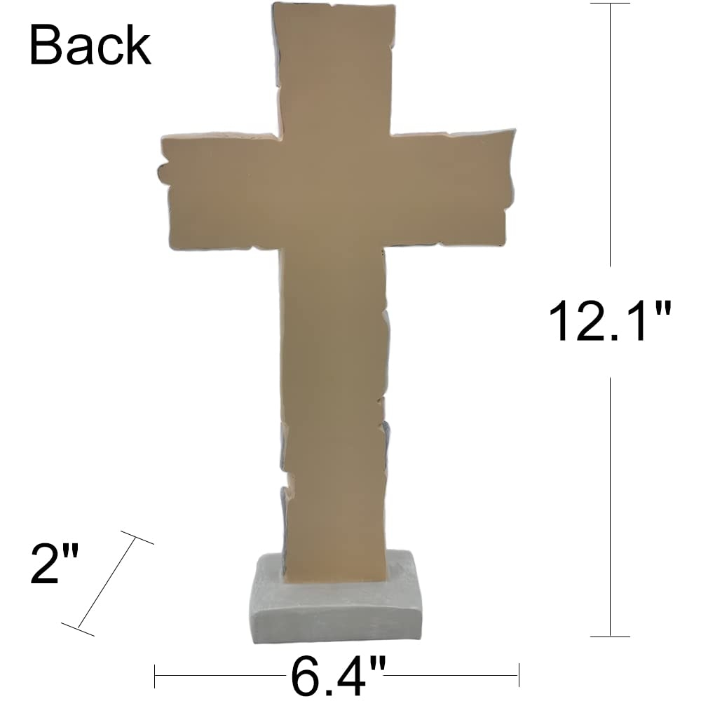 Amazon Jumiz Cross Sculpture With Christian Words And Sayings Crossword Table Inspirational Figurine Cross For Home Decor Christian Gifts Home Kitchen