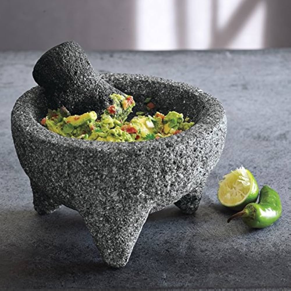 Amazon Made In Mexico Guacamole Maker Grande Genuine Mexican Manual Guacamole Salsa Maker Volcanic Lava Rock Stone Molcajete Tejolote Mortar And Pestle Herbs Spices Grains 8 Large Mexicano Home Kitchen