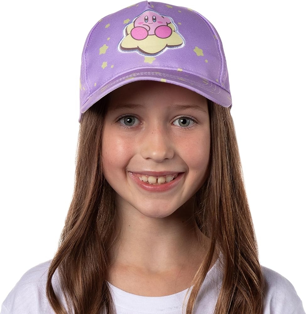 Amazon Nintendo Kirby All Over Star Print Youth Snapback Hat Girls Kids Adjustable Hat Purple Clothing Shoes Jewelry
