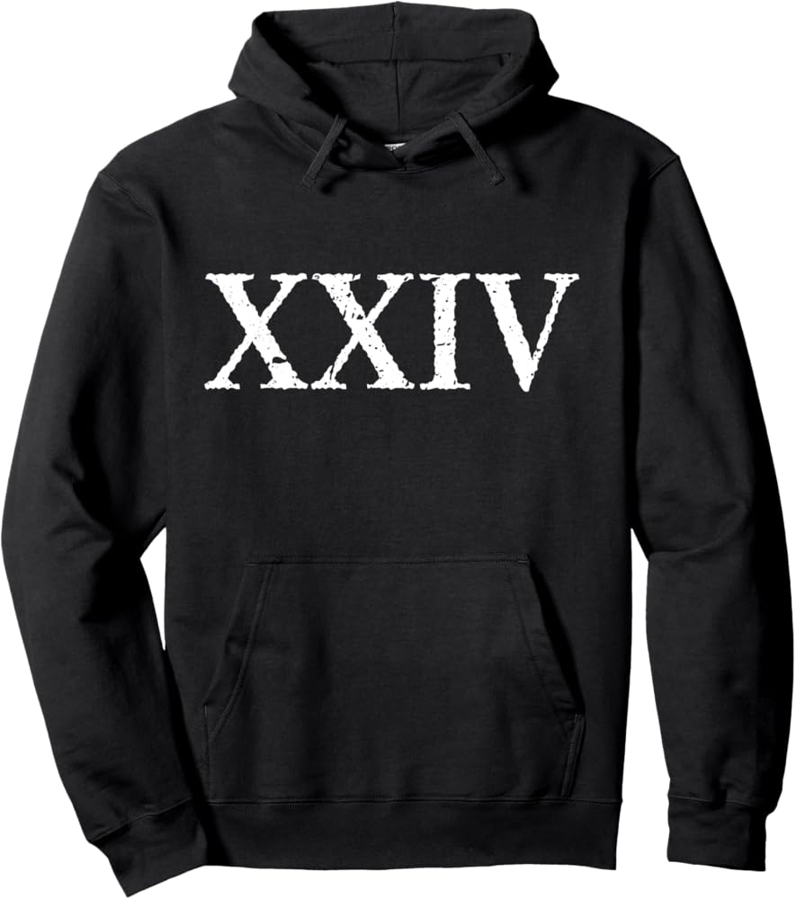 Amazon Roman Numeral 24 XXIV Twenty Four Pullover Hoodie Clothing Shoes Jewelry