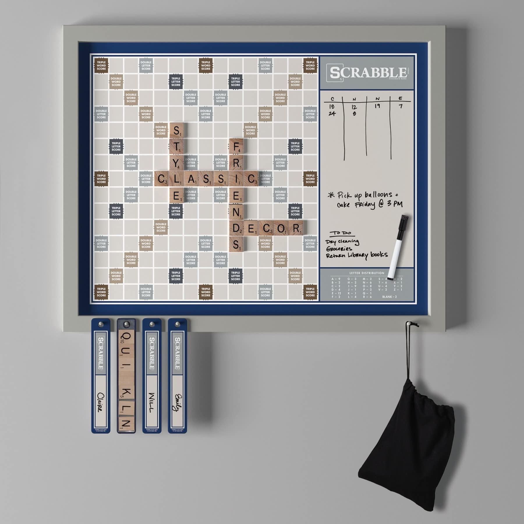 Amazon WS Game Company Scrabble Deluxe 2 in 1 Wall Edition Oversized 30 X 24 Wood Frame Magnetic Tiles Dry Erase Message Board Hangable Home Decor Family Word Board Games For 2 4 Players Amazon WS Game Company Scrabble Deluxe 2 in 1 Wall Edition Oversized 30 X 24 Wood Frame Magnetic Tiles Dry Erase Message Board Hangable Home Decor Family Word Board Games For 2 4 Players