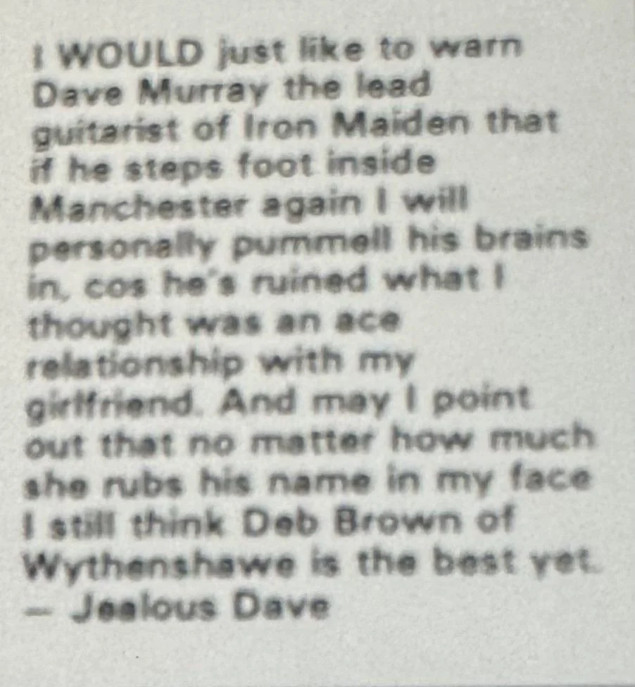 An Actual Message Somebody Wrote Into Sounds Magazine 1979 R ironmaiden