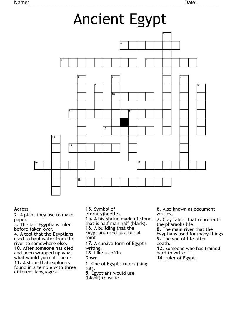 Ancient Egypt Crossword WordMint