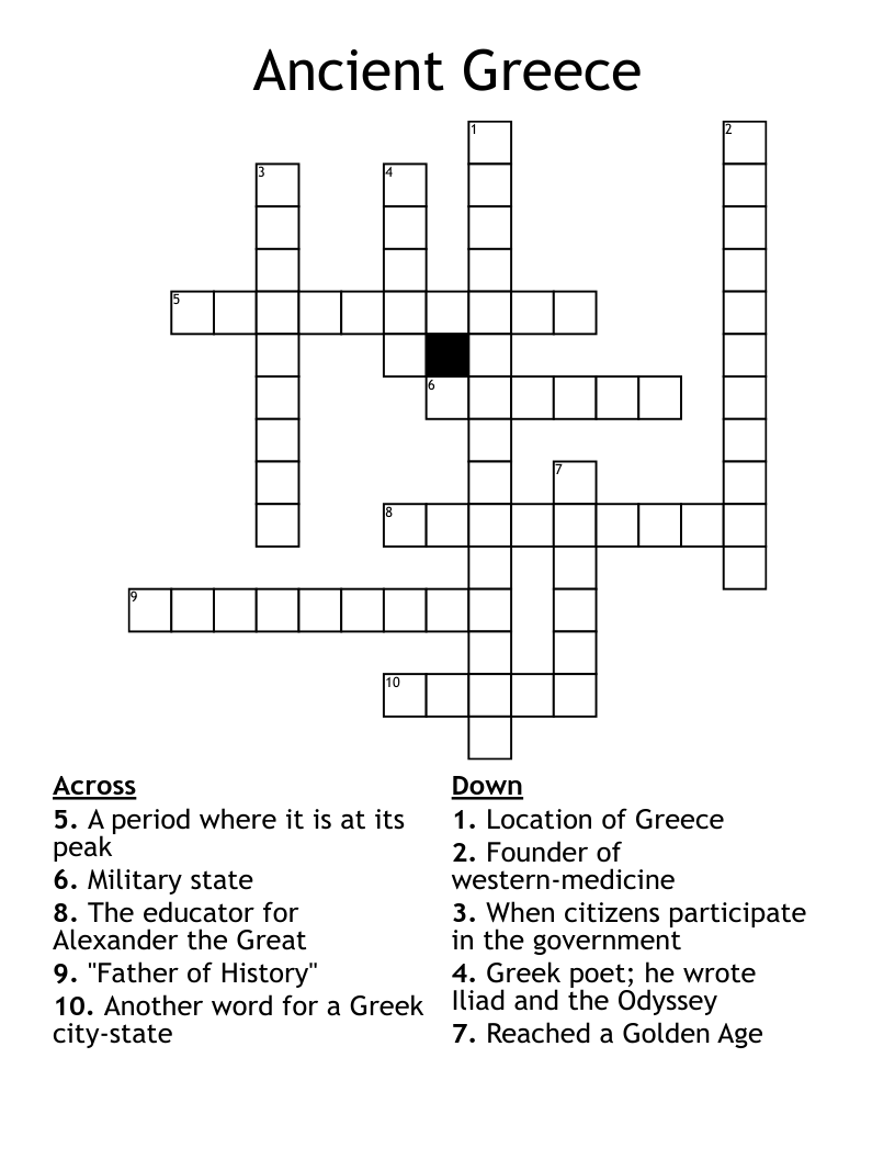 Ancient Greece Crossword WordMint