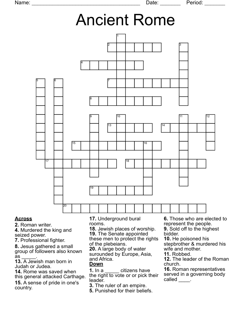 Ancient Rome Crossword WordMint