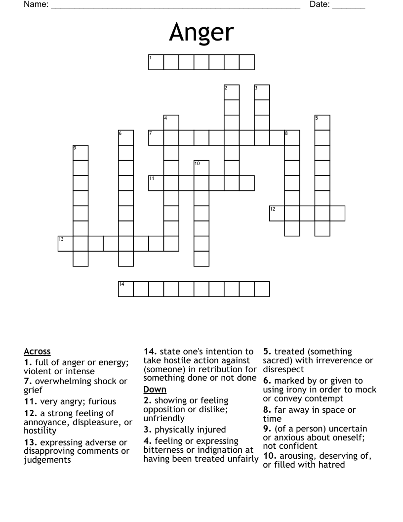 Anger Crossword WordMint Anger Crossword WordMint