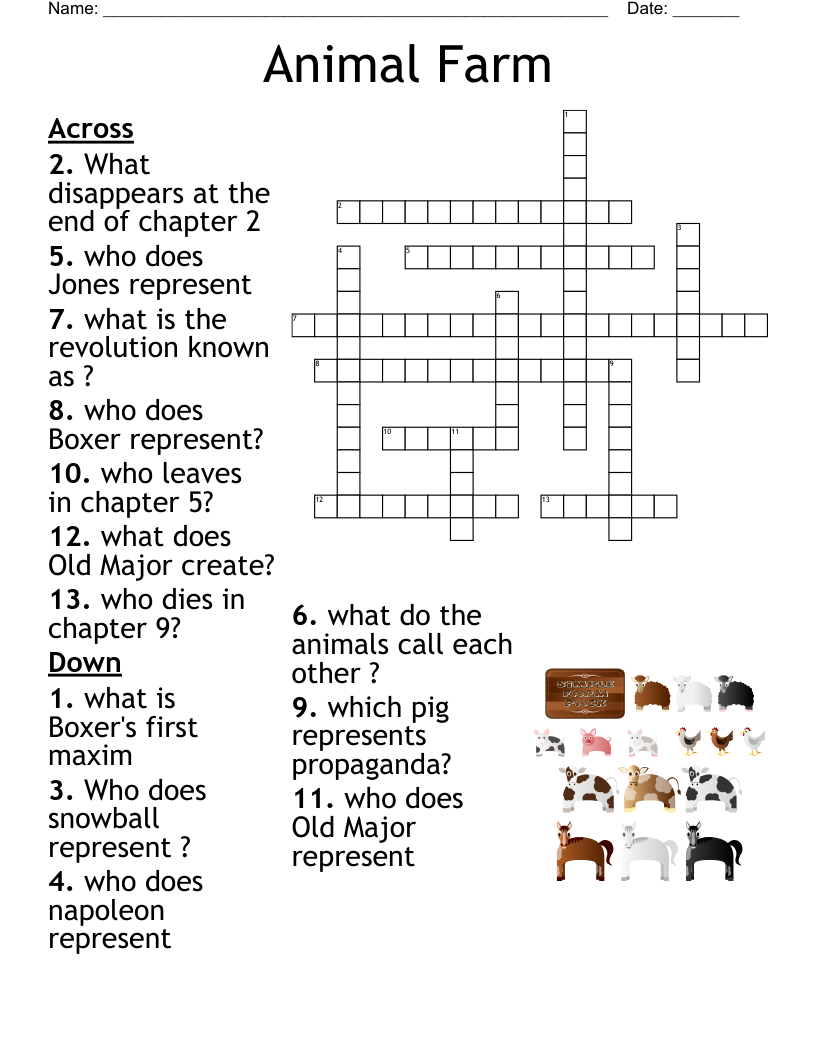 Animal Farm Crossword WordMint
