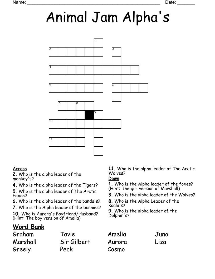 crossword jam answers