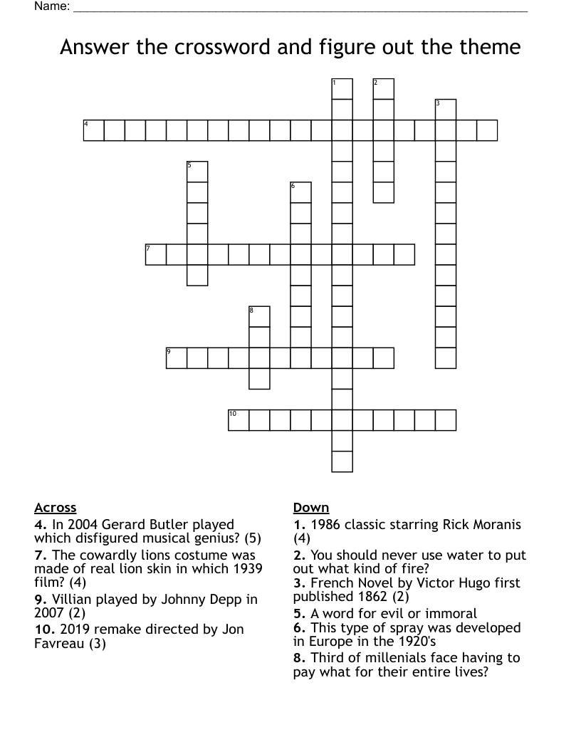 Answer The Crossword And Figure Out The Theme WordMint Answer The Crossword And Figure Out The Theme WordMint