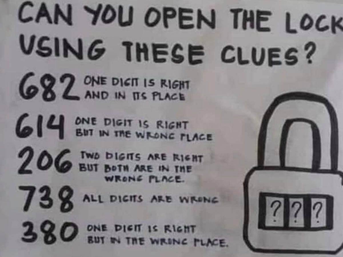 Answer To Open The Lock Puzzle Open The Lock Using These Clues