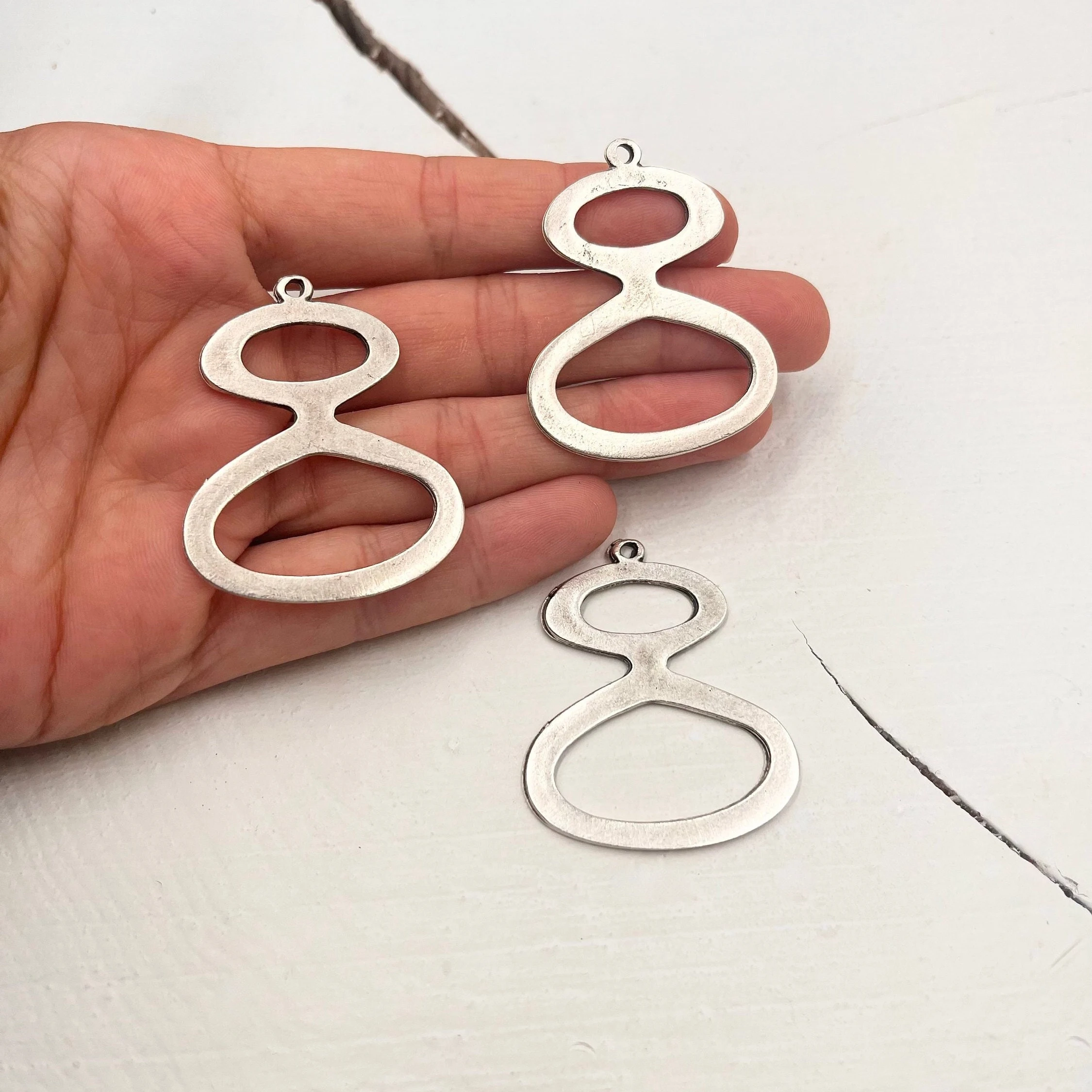 Antique Silver Infinity Link Charms Geometric Jewelry Findings Etsy